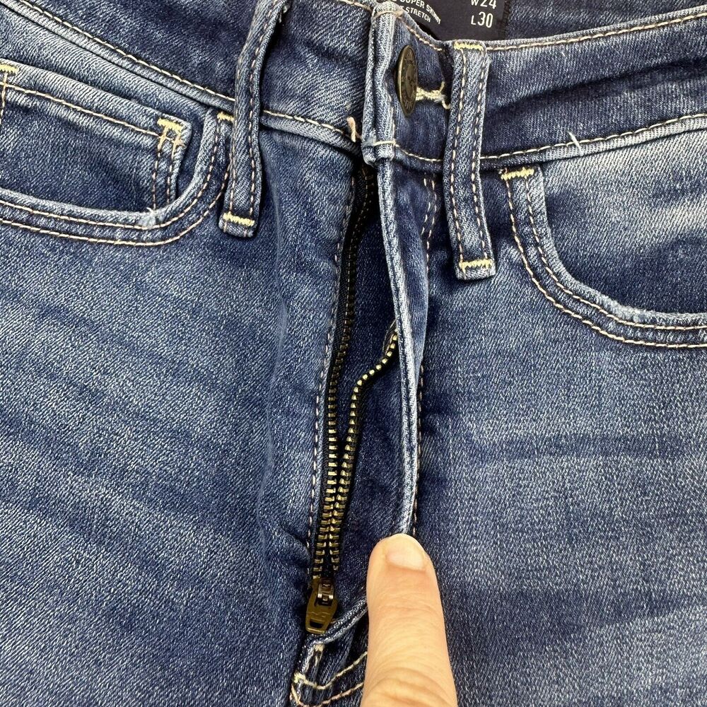 Hollister Ultra High Rise Super Skinny Jeans Size 0L Tall (24X30) Distressed Zip - Picture 4 of 7
